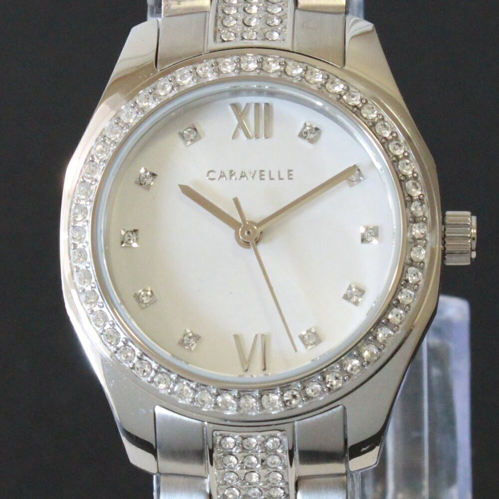 Retro Caravelle Sport Ladies Quartz Watch 154 Austrian Crystals Stainless 28mm - Picture 9 of 13